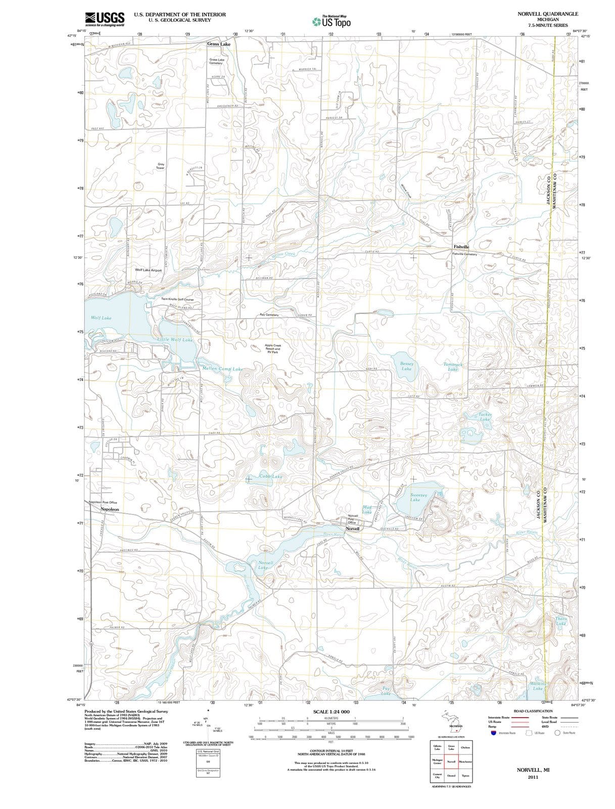 2011 Norvell, MI - Michigan - USGS Topographic Map