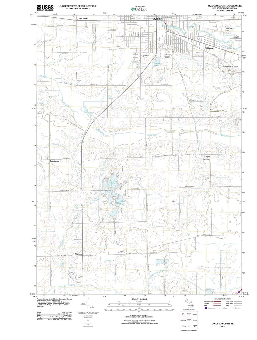 2011 Owosso South, MI - Michigan - USGS Topographic Map