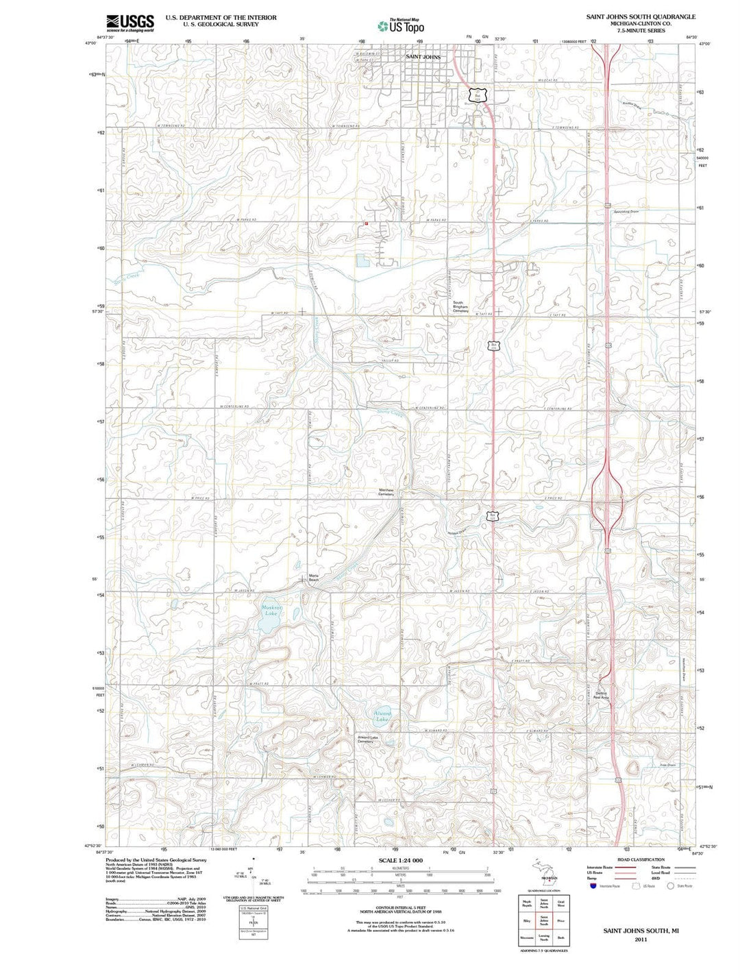 2011 Saint Johns South, MI - Michigan - USGS Topographic Map