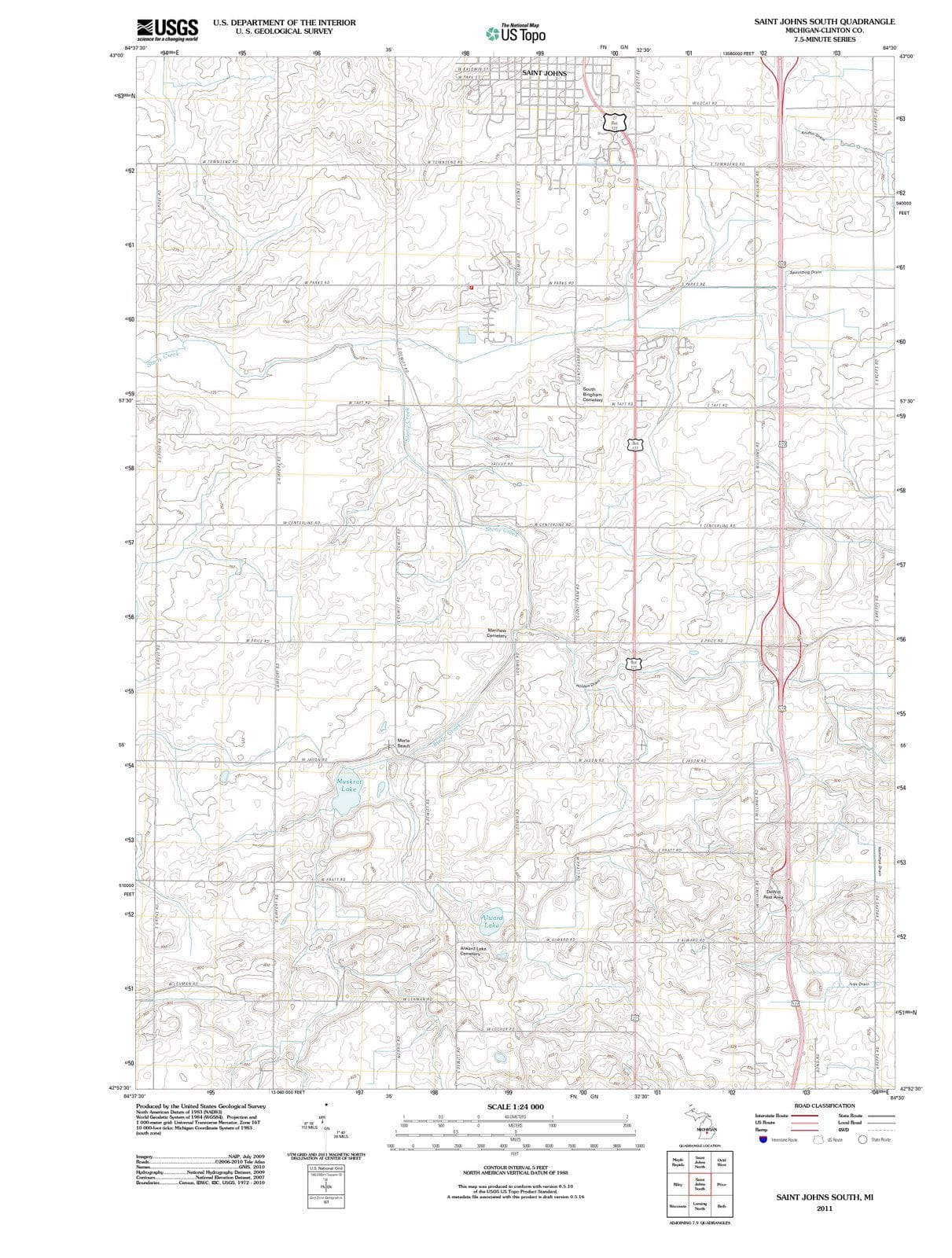 2011 Saint Johns South, MI - Michigan - USGS Topographic Map