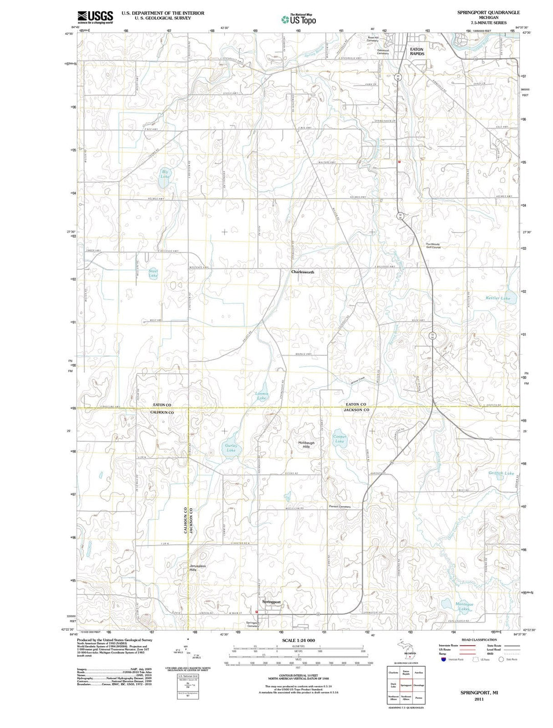 2011 Springport, MI - Michigan - USGS Topographic Map