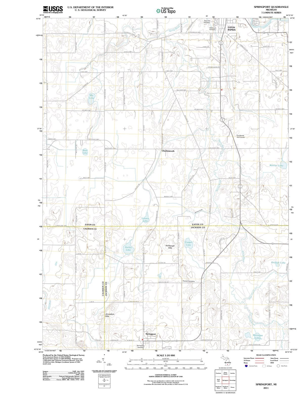 2011 Springport, MI - Michigan - USGS Topographic Map