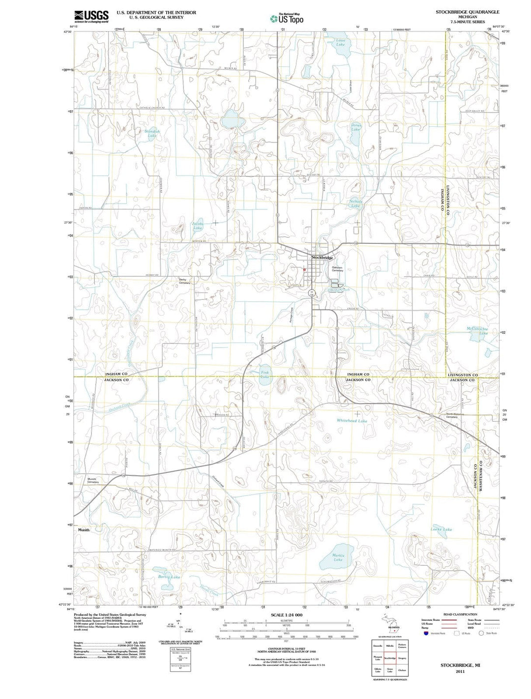 2011 Stockbridge, MI - Michigan - USGS Topographic Map