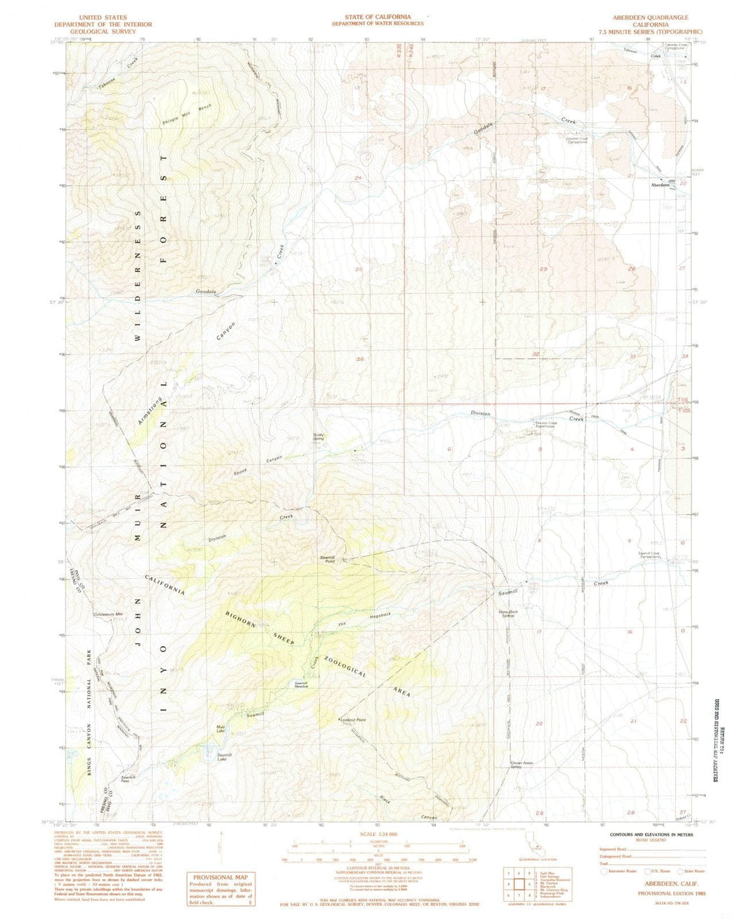 1985 Aberdeen, CA - California - USGS Topographic Map