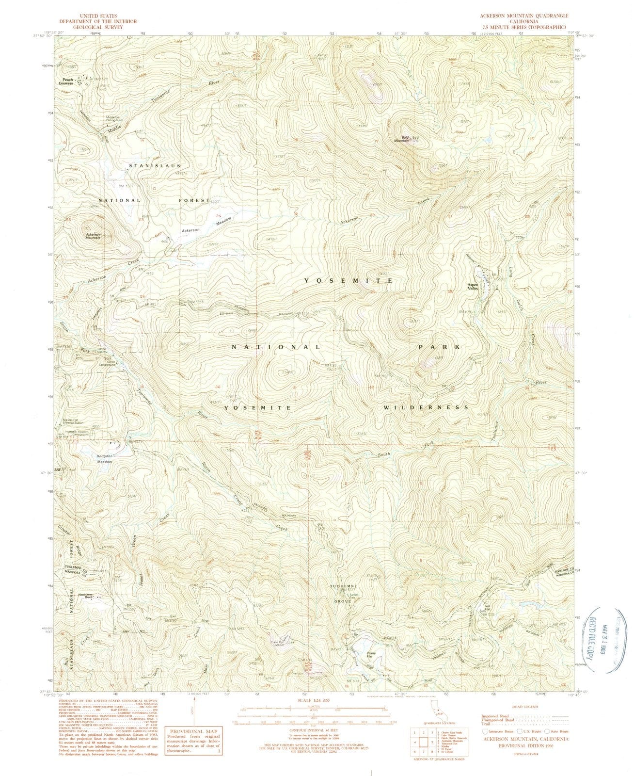 1990 Ackerson Mountain, CA - California - USGS Topographic Map