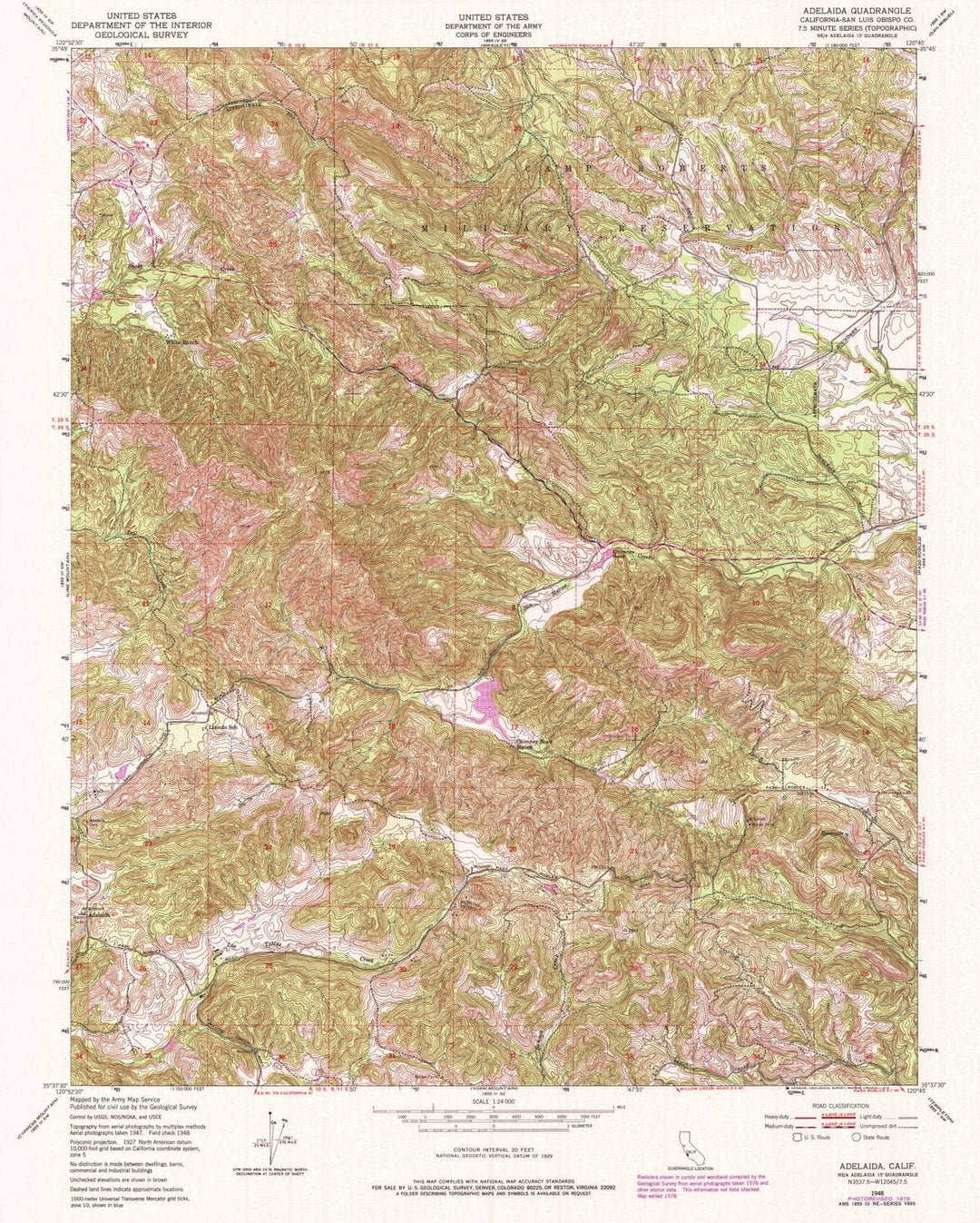 1948 Adelaida, CA - California - USGS Topographic Map