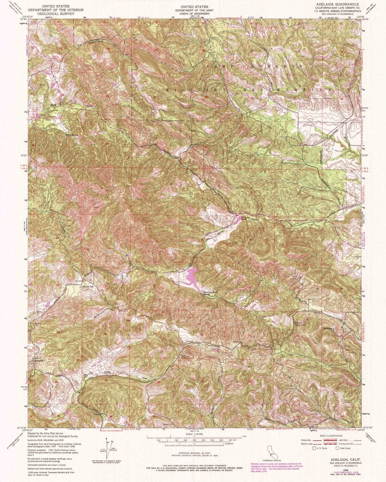 1948 Adelaida, CA - California - USGS Topographic Map