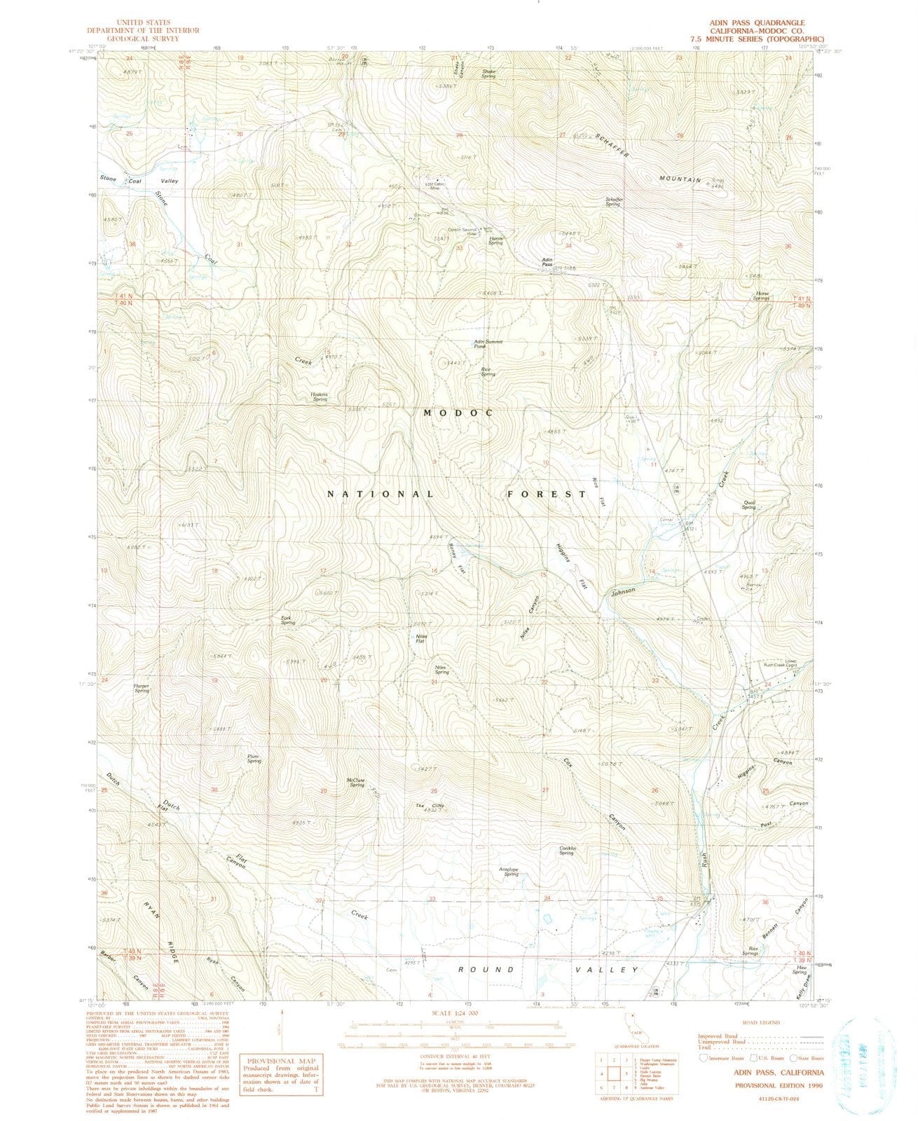 1990 Adin Pass, CA - California - USGS Topographic Map
