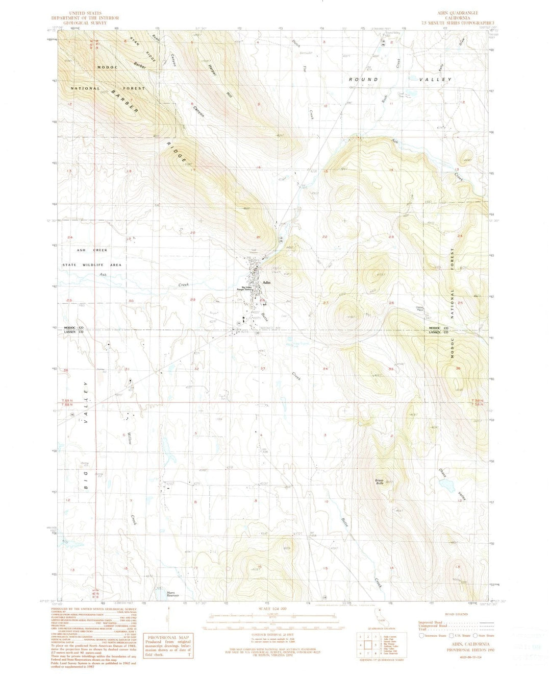1990 Adin, CA - California - USGS Topographic Map