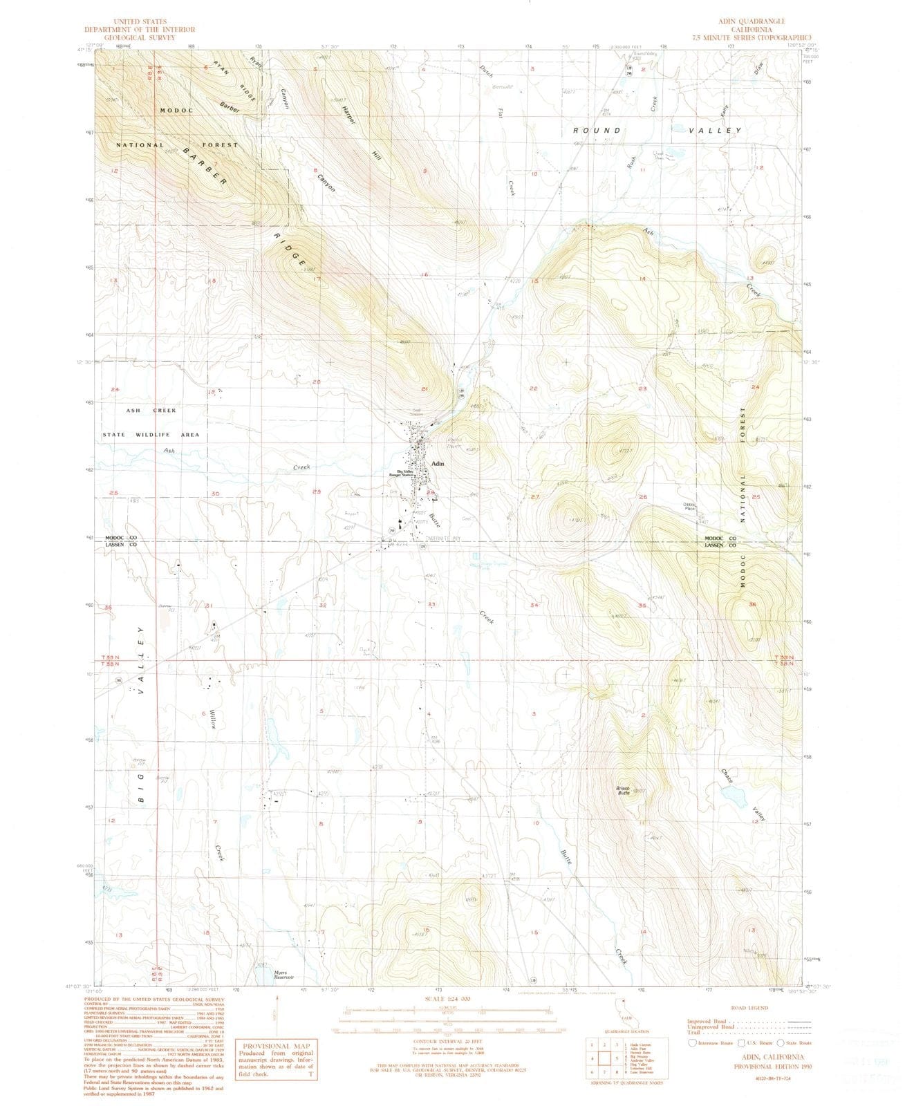 1990 Adin, CA - California - USGS Topographic Map