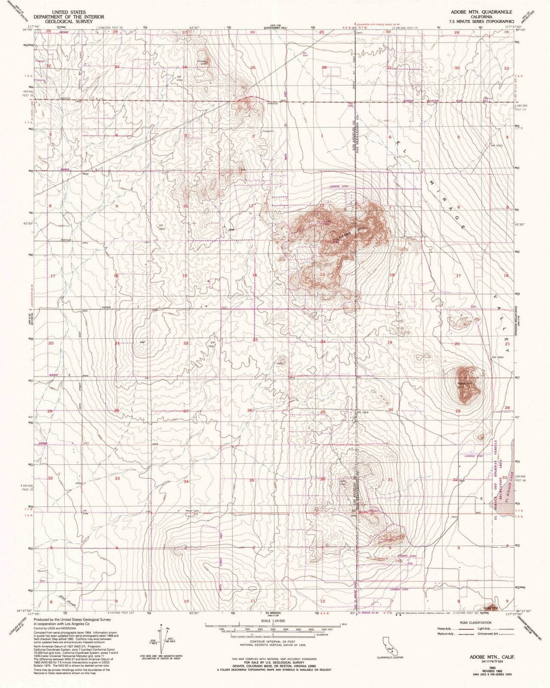 1955 Adobe MTN, CA - California - USGS Topographic Map v2