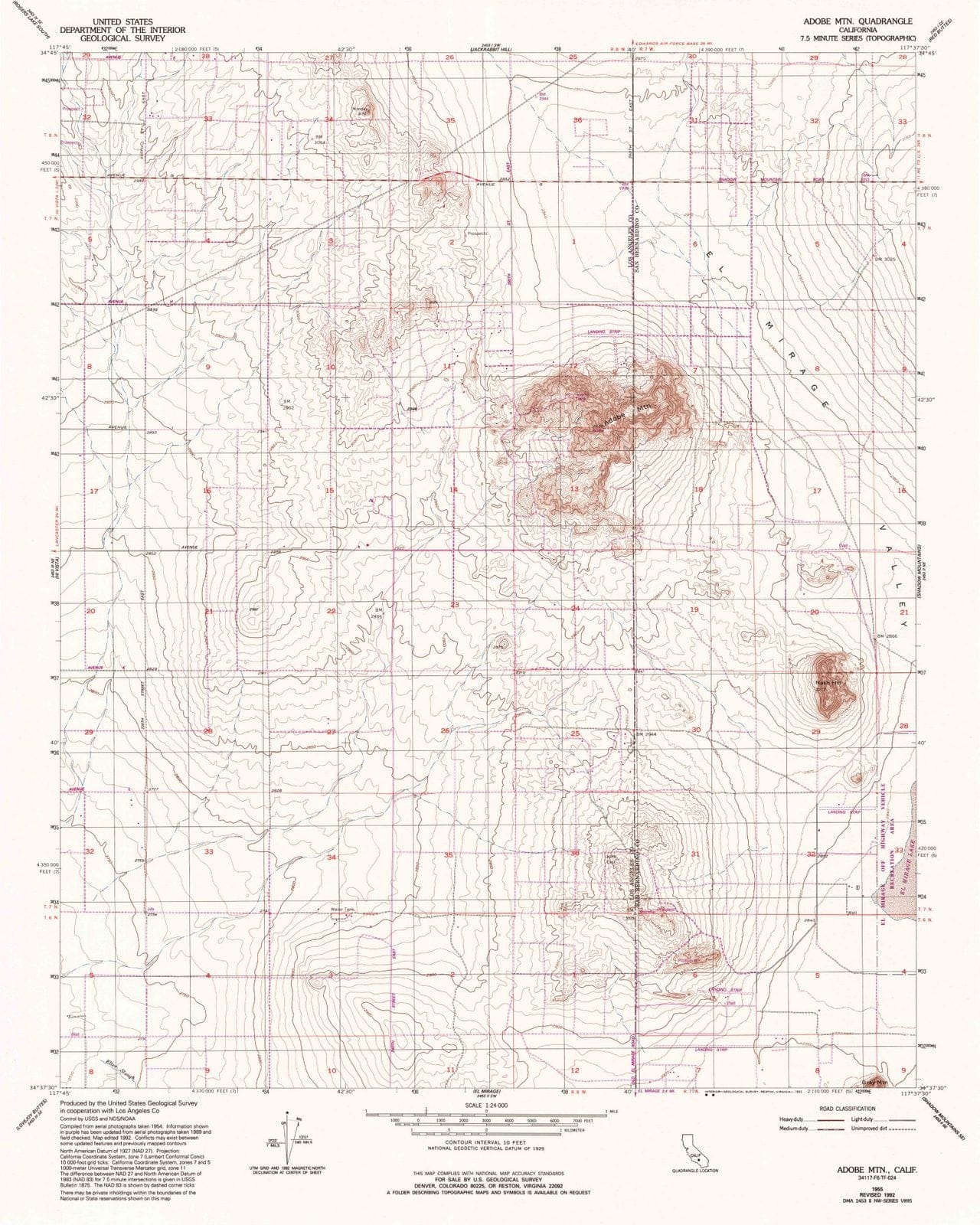 1955 Adobe MTN, CA - California - USGS Topographic Map v2