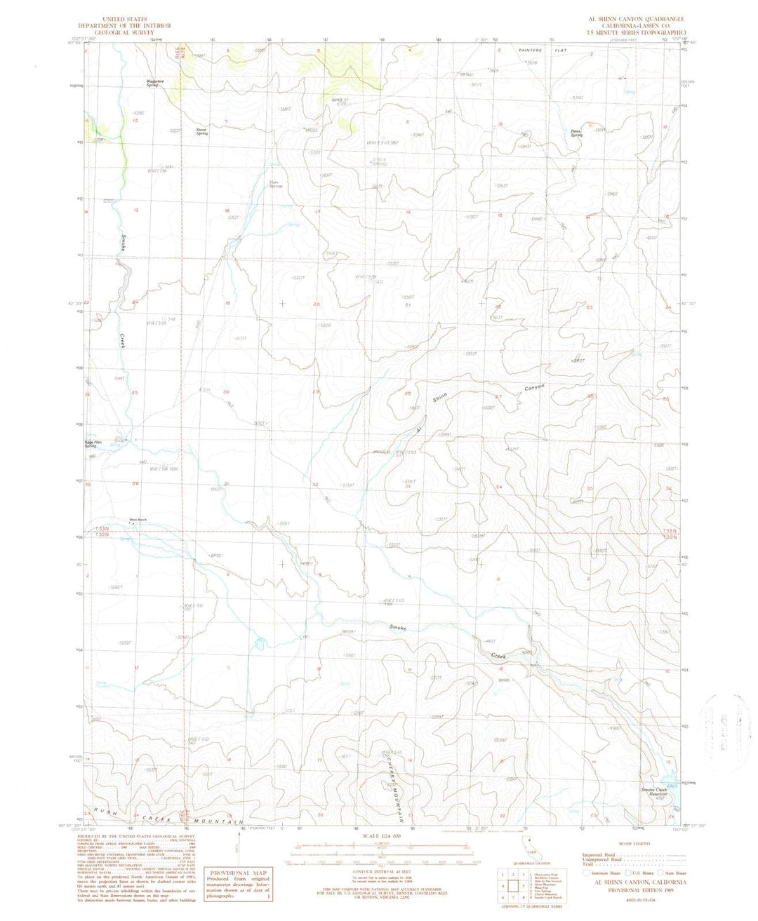 1989 Al Shinn Canyon, CA - California - USGS Topographic Map