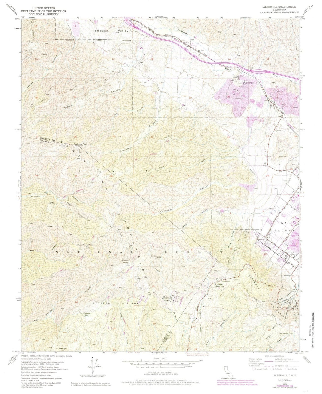 1954 Alberhill, CA - California - USGS Topographic Map
