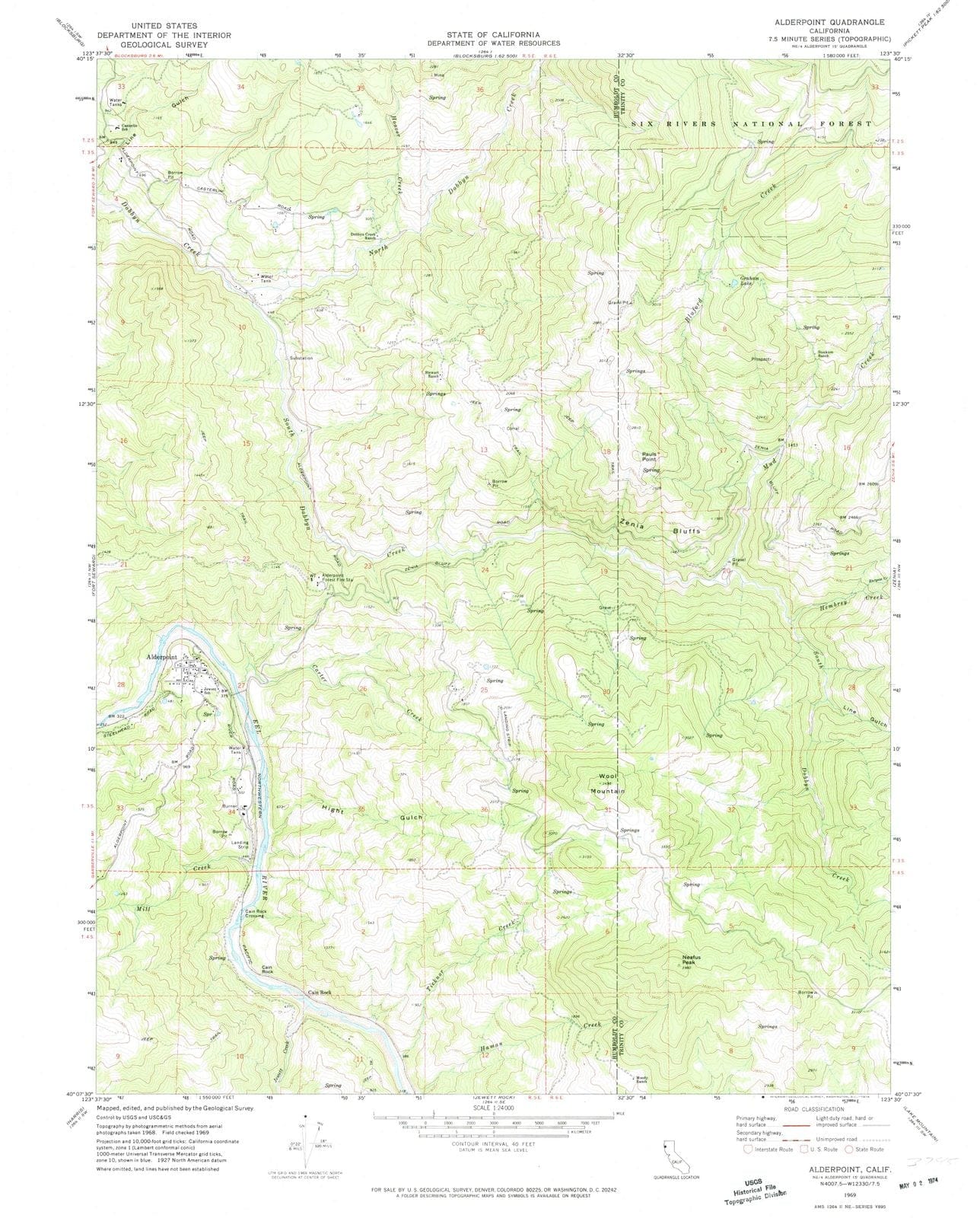 1969 Alderpoint, CA - California - USGS Topographic Map