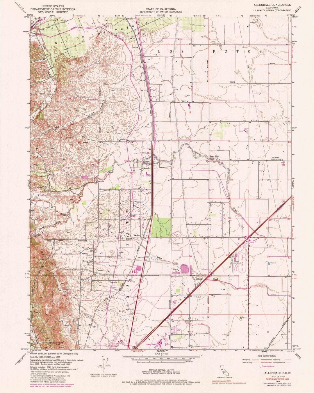 1953 Allendale, CA - California - USGS Topographic Map