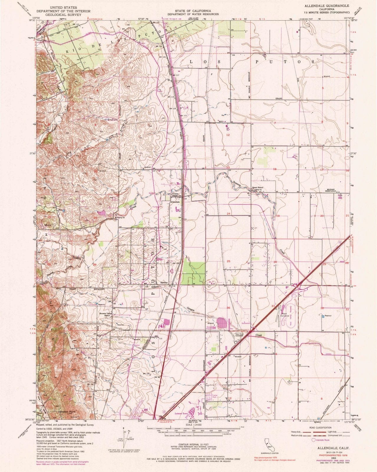 1953 Allendale, CA - California - USGS Topographic Map
