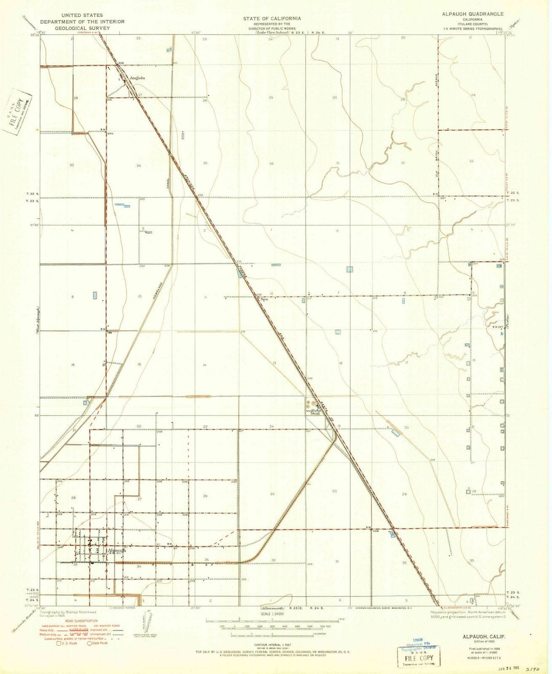 1950 Alpaugh, CA - California - USGS Topographic Map