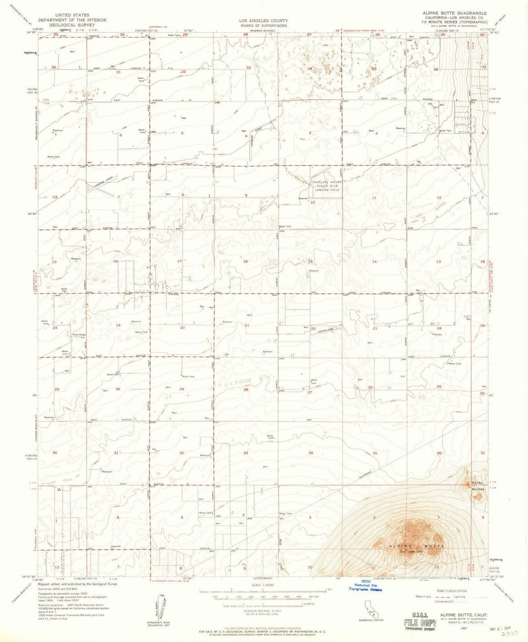 1957 Alpine Butte, CA - California - USGS Topographic Map