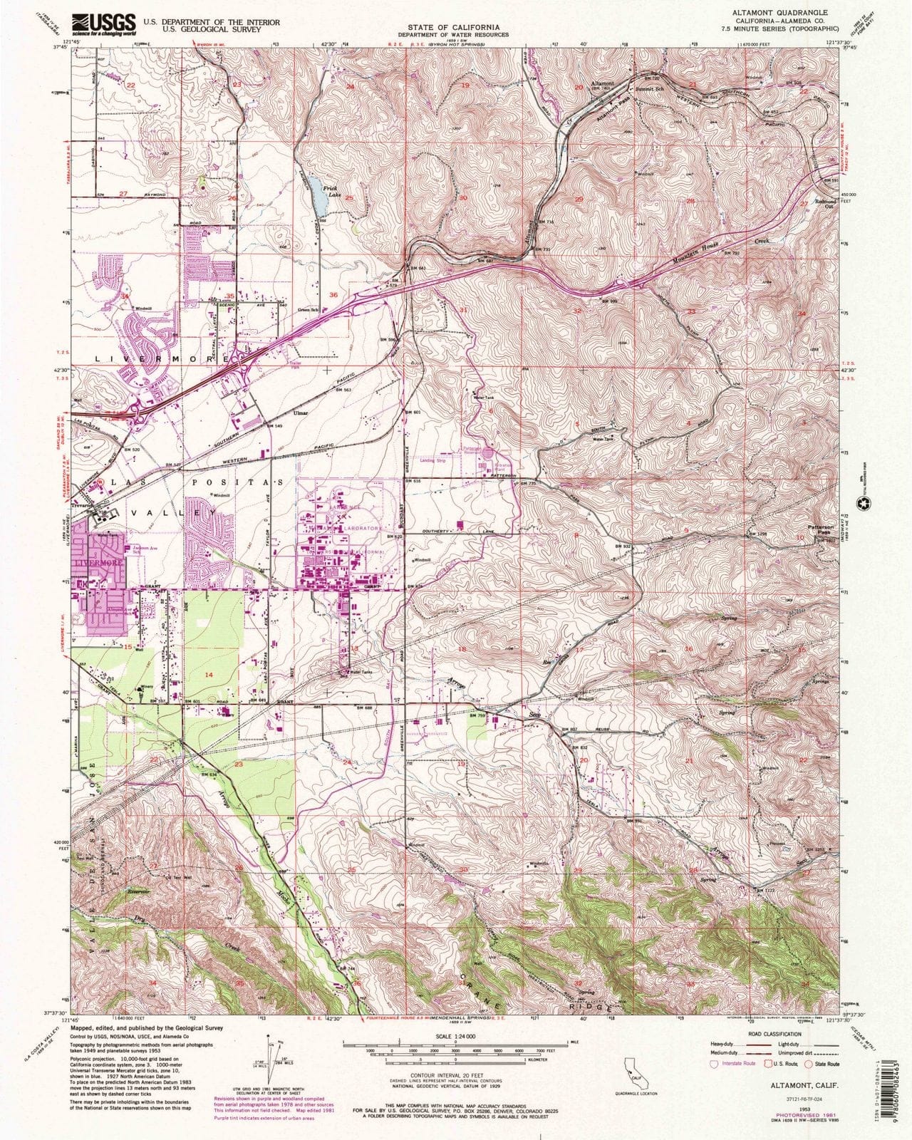 1953 Altamont, CA - California - USGS Topographic Map