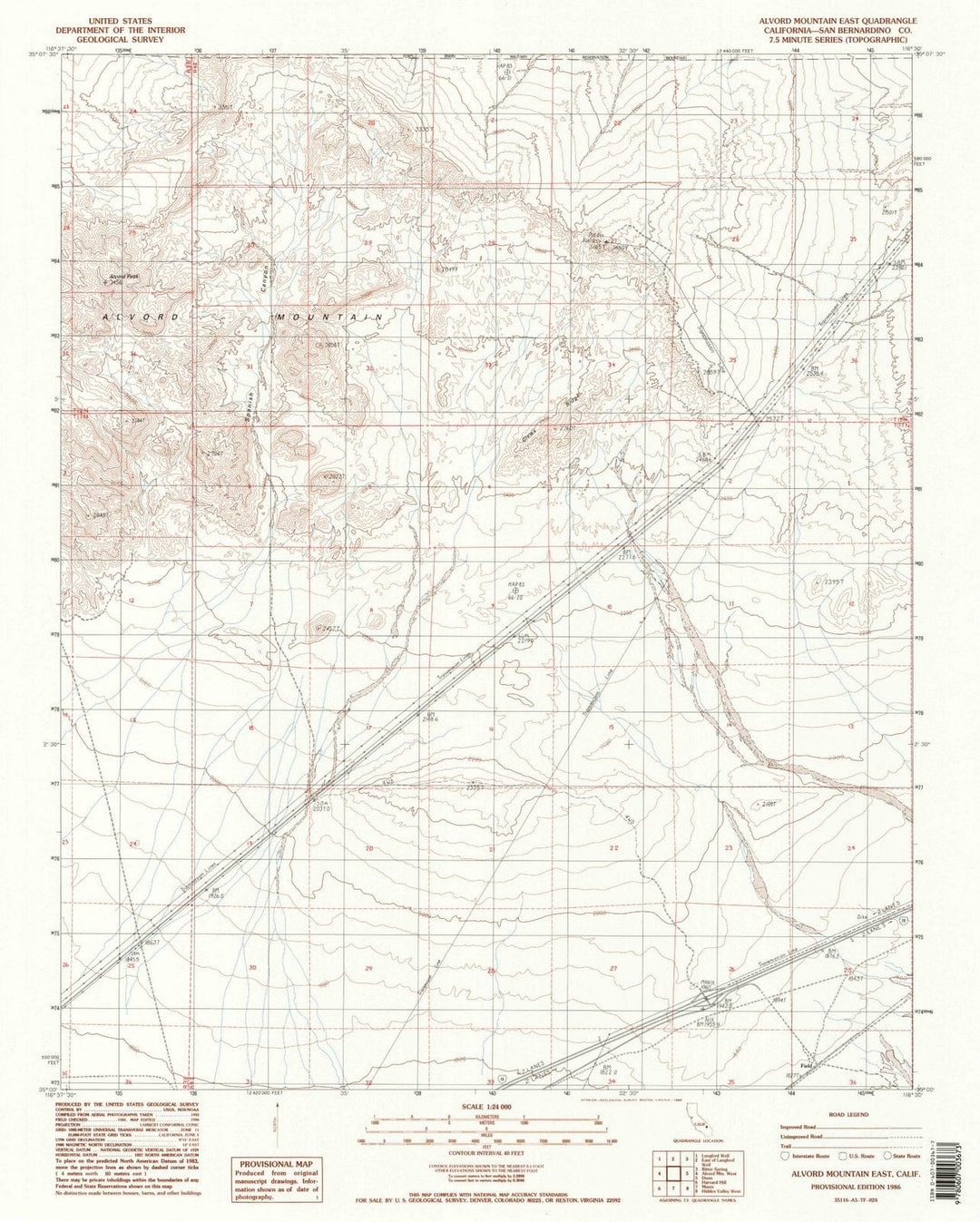 1986 Alvord Mountain East, CA - California - USGS Topographic Map