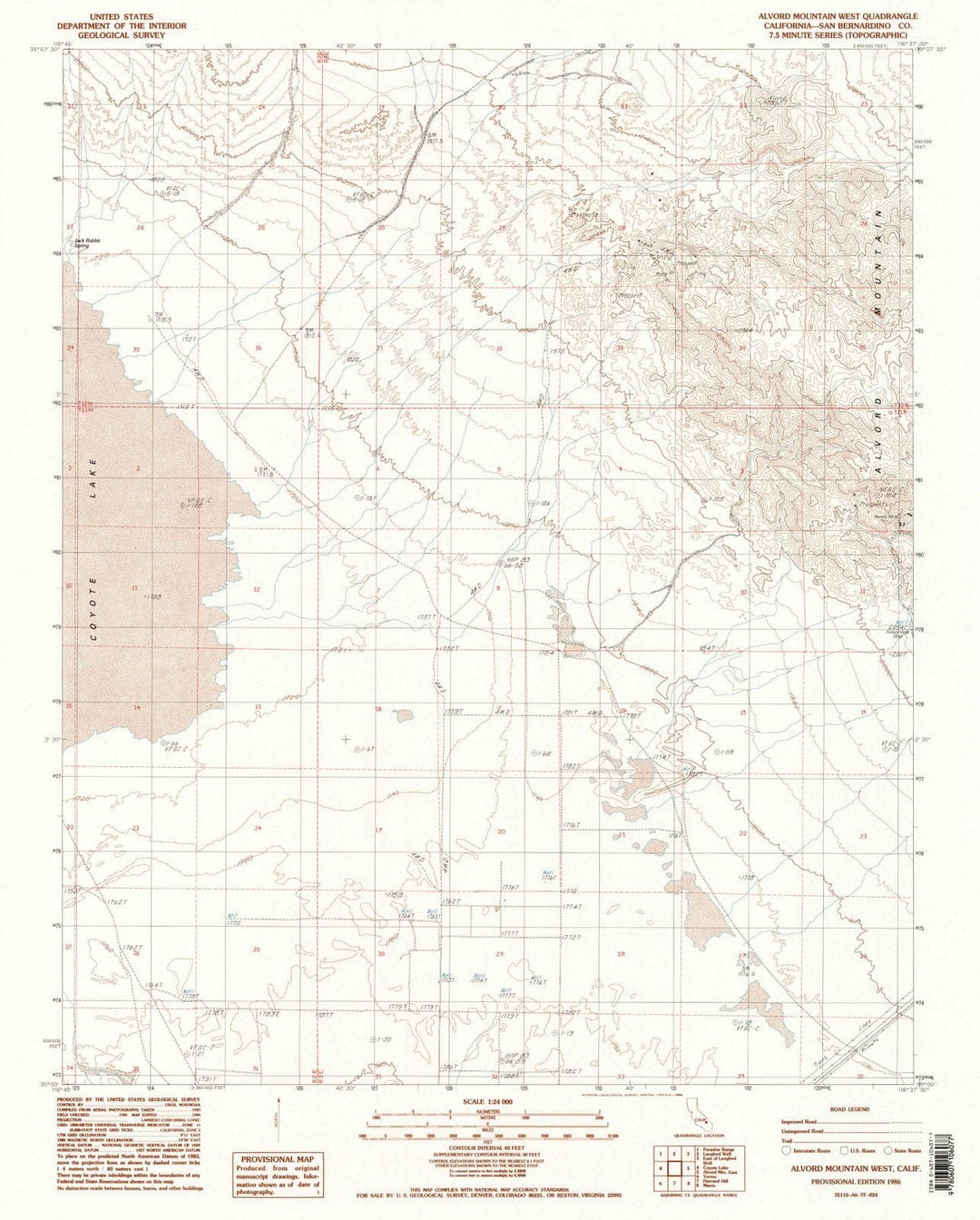 1986 Alvord Mountain West, CA - California - USGS Topographic Map