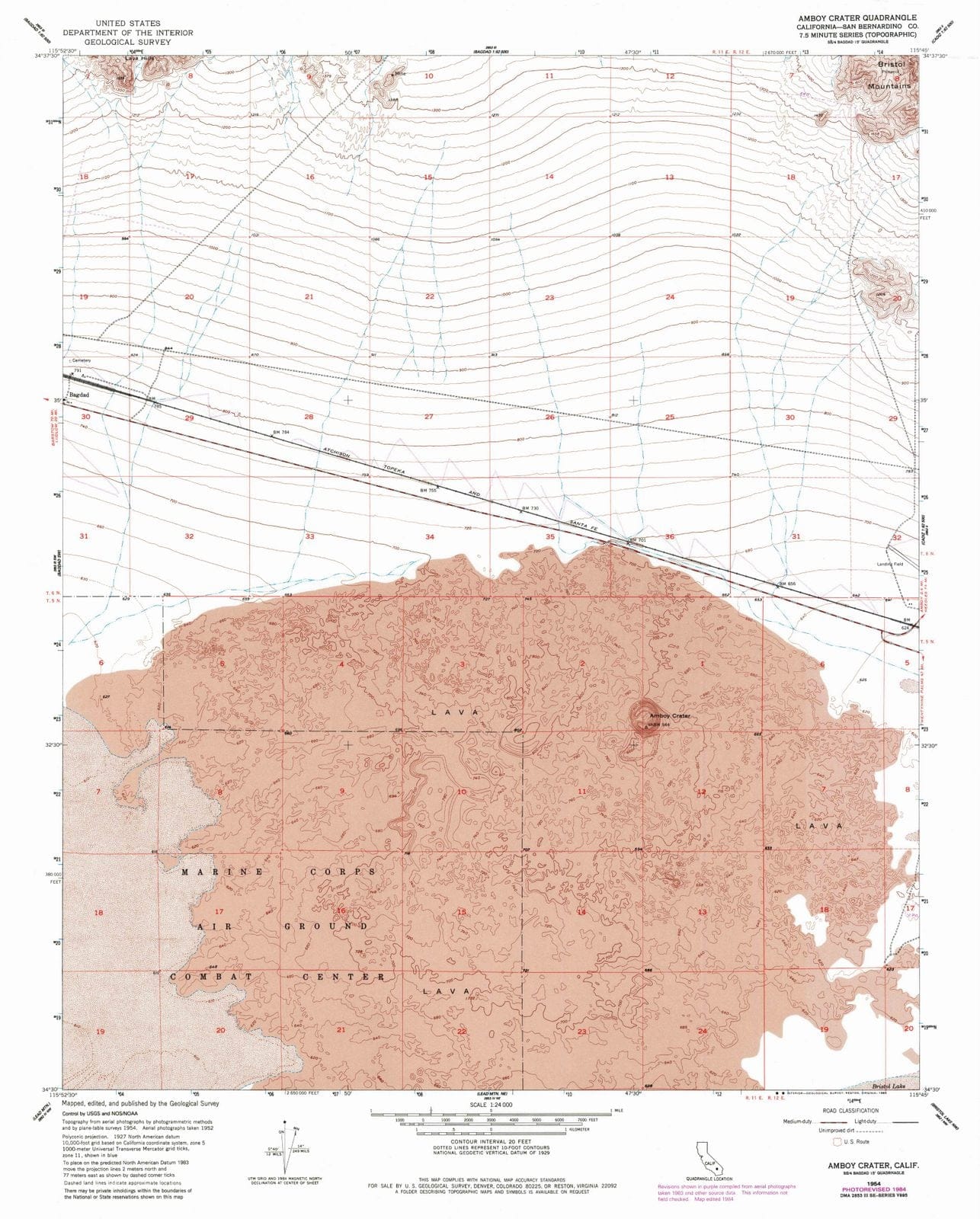 1954 Amboy Crater, CA - California - USGS Topographic Map