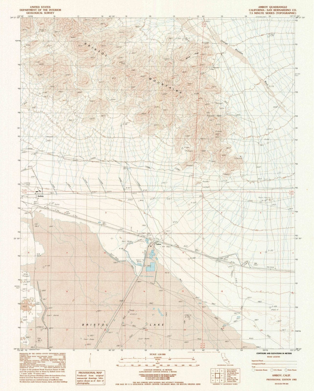 1985 Amboy, CA - California - USGS Topographic Map v2