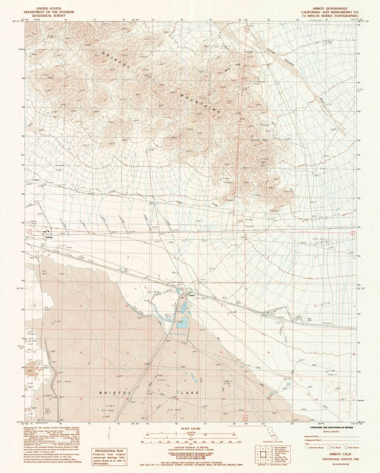 1985 Amboy, CA - California - USGS Topographic Map v2