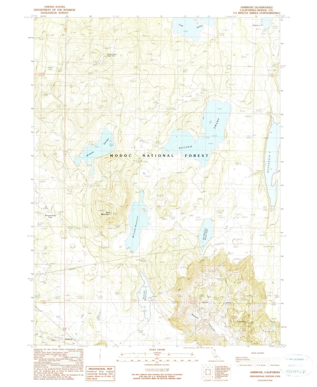 1990 Ambrose, CA - California - USGS Topographic Map