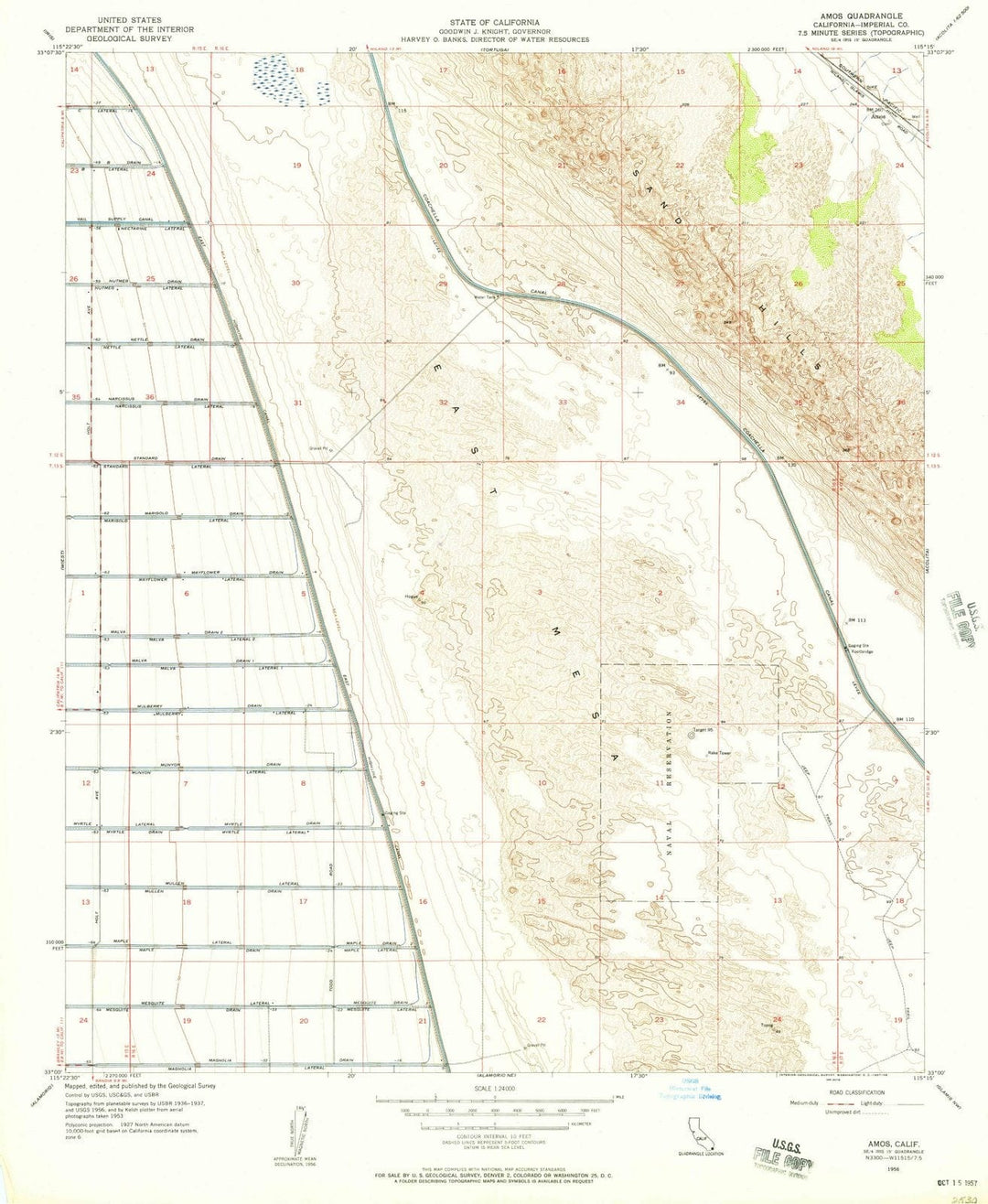1956 Amos, CA - California - USGS Topographic Map