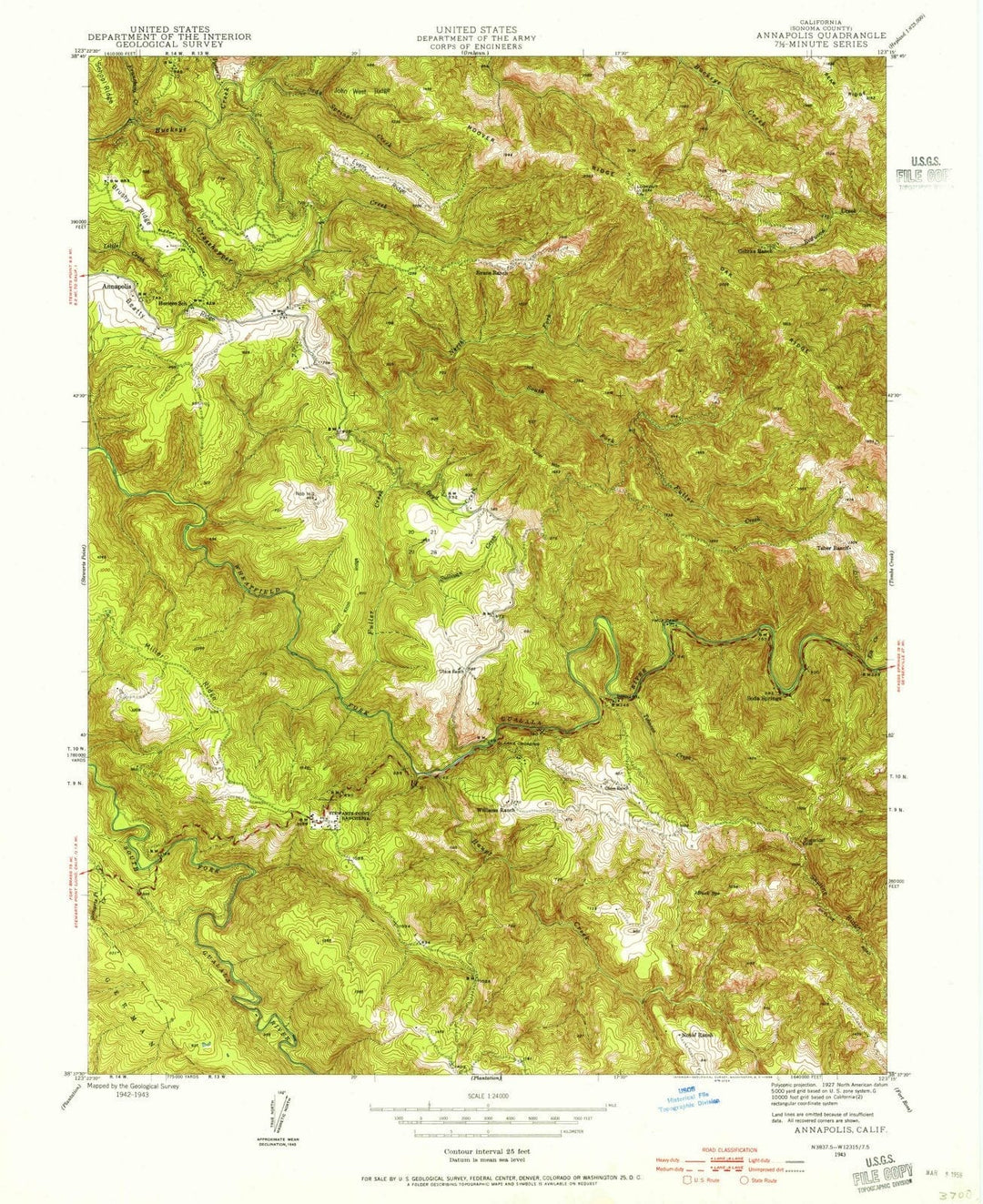 1943 Annapolis, CA - California - USGS Topographic Map