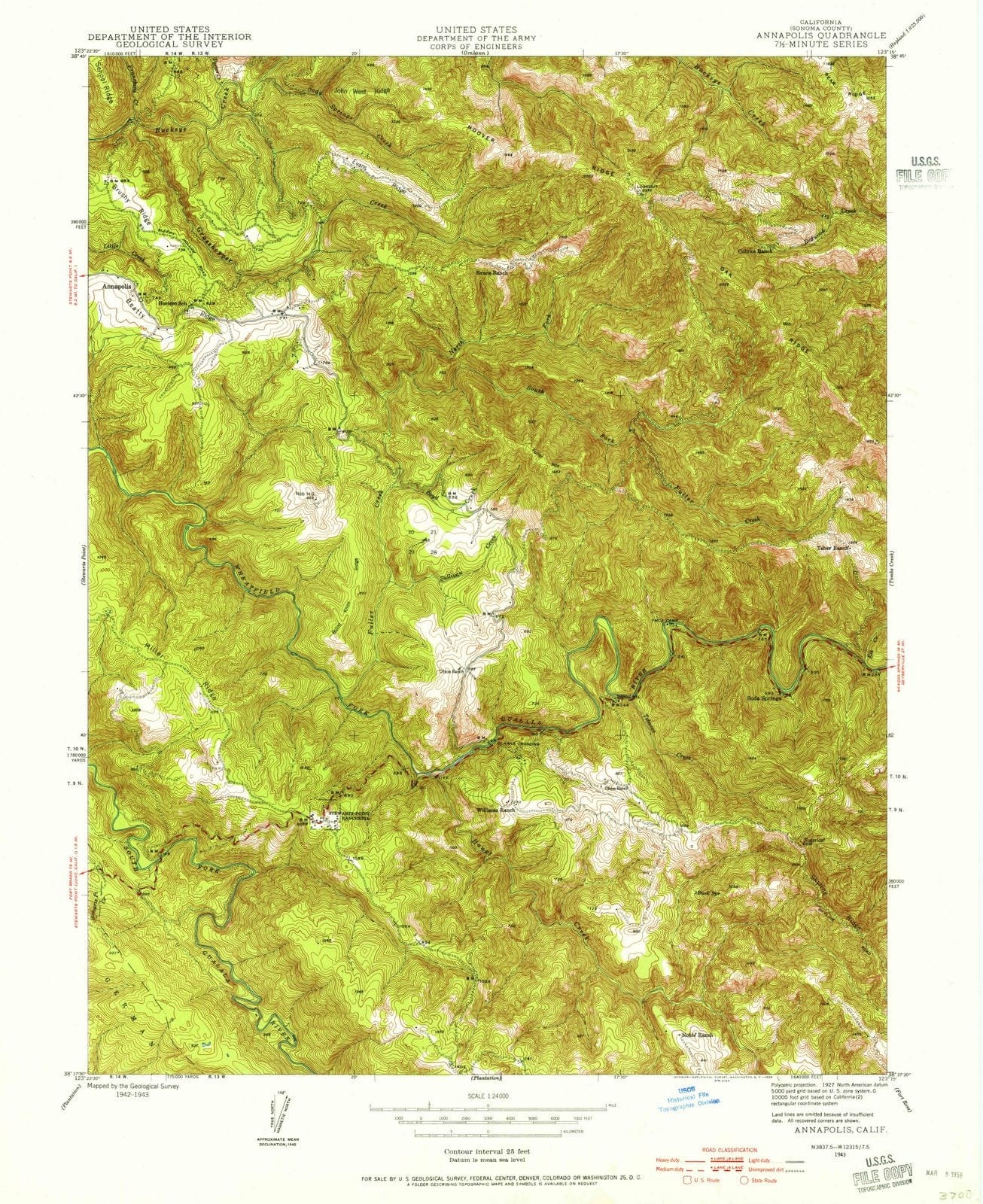 1943 Annapolis, CA - California - USGS Topographic Map