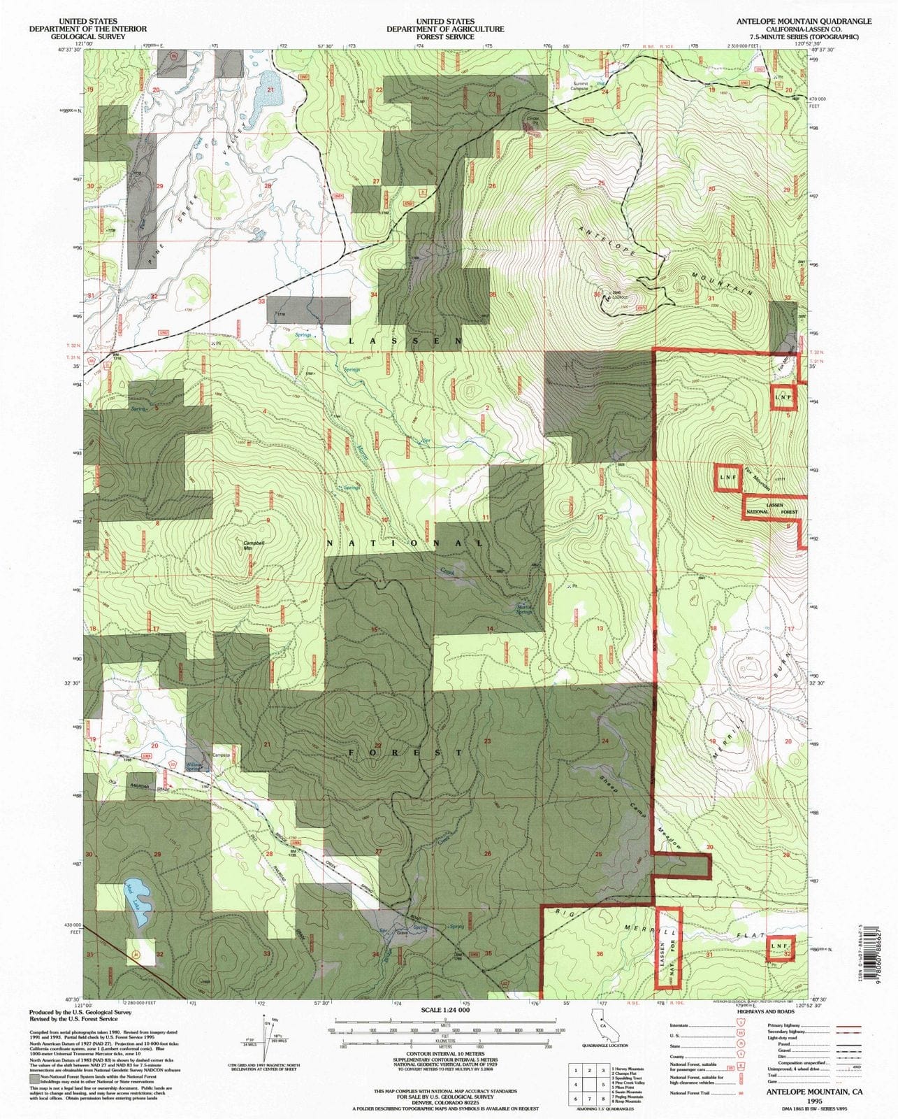 1995 Antelope Mountain, CA - California - USGS Topographic Map