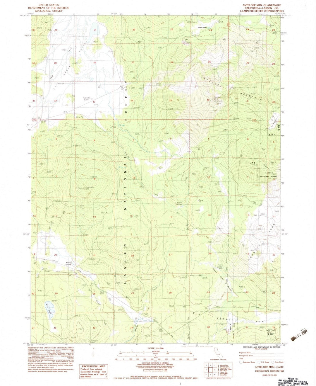 1983 Antelope MTN, CA - California - USGS Topographic Map