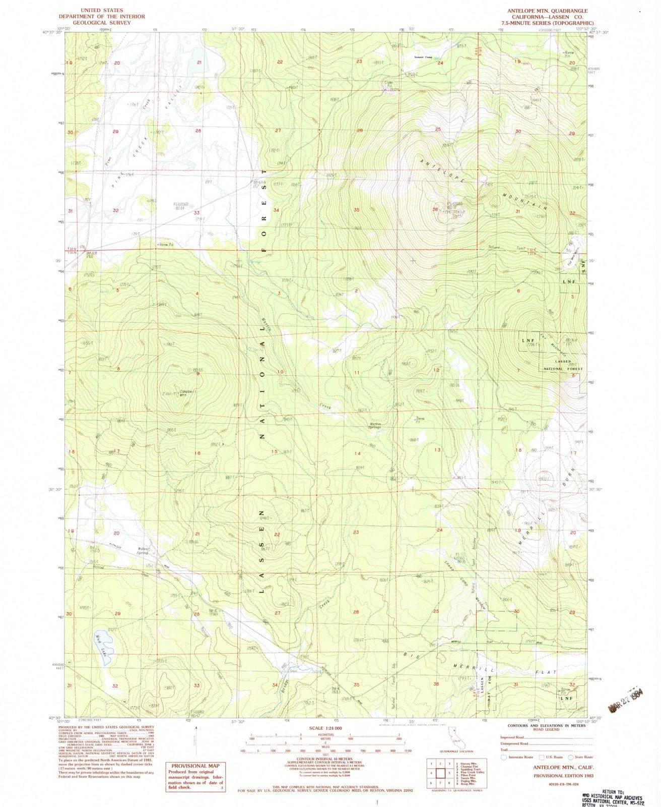 1983 Antelope MTN, CA - California - USGS Topographic Map
