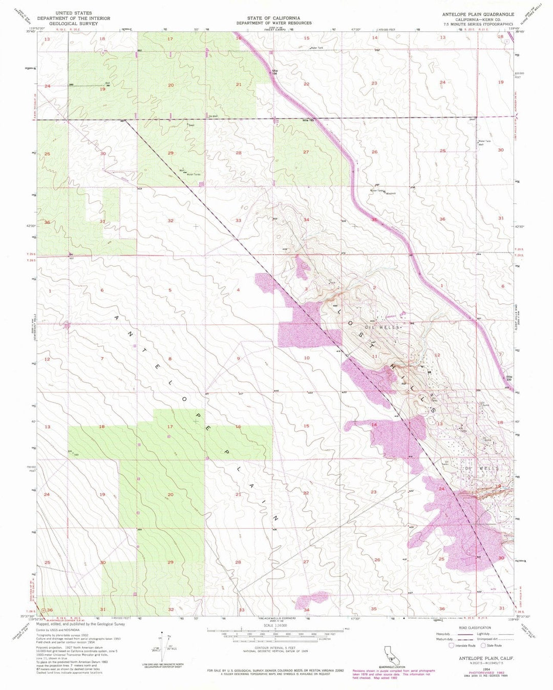 1954 Antelope Plain, CA - California - USGS Topographic Map