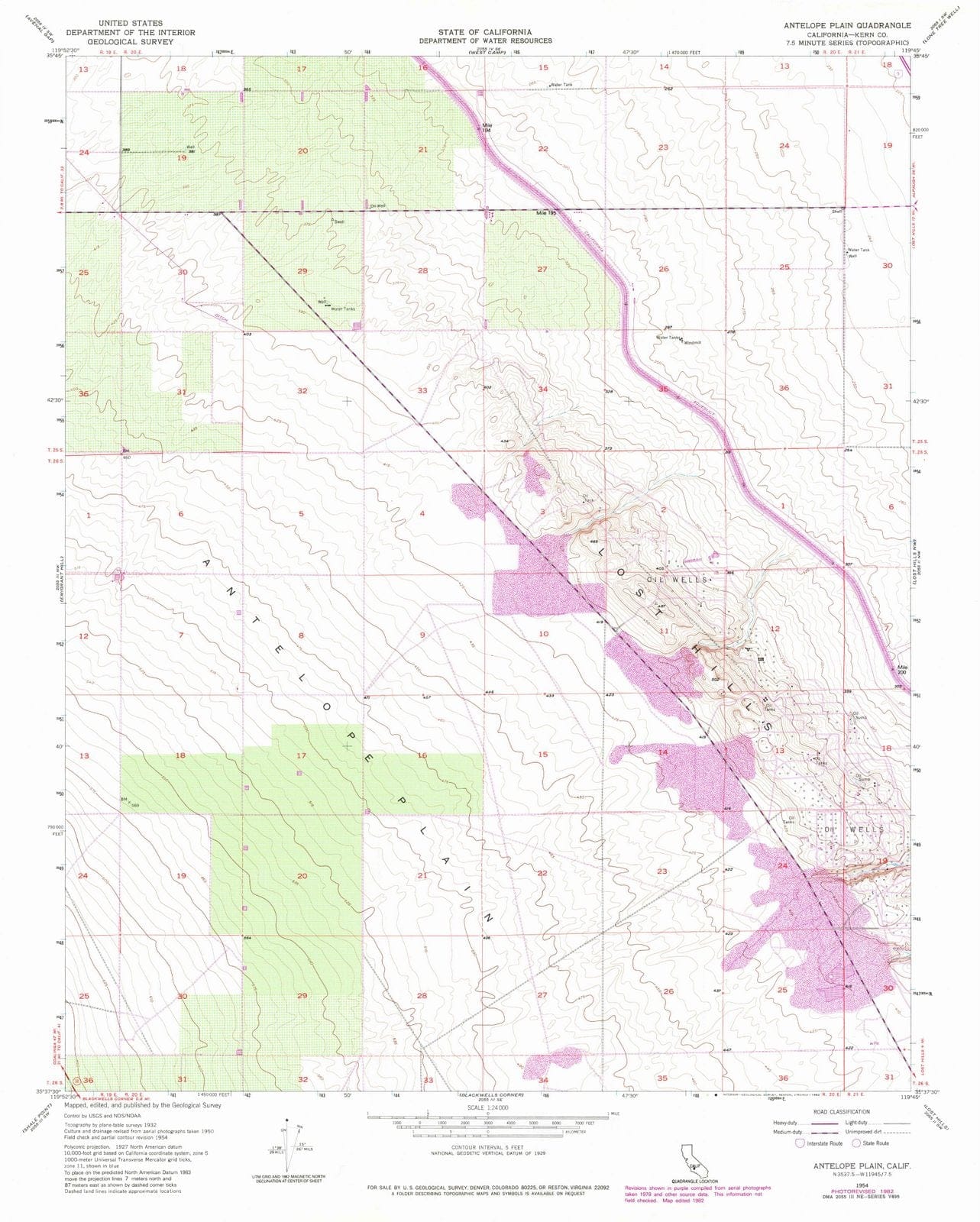 1954 Antelope Plain, CA - California - USGS Topographic Map