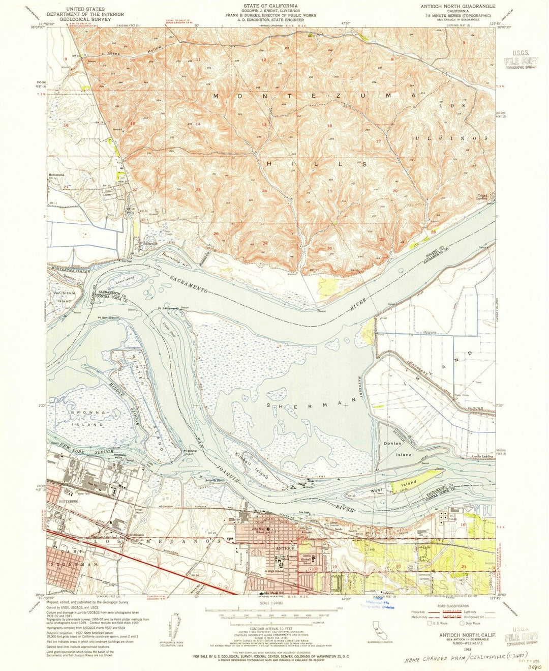 1953 Antioch North, CA - California - USGS Topographic Map