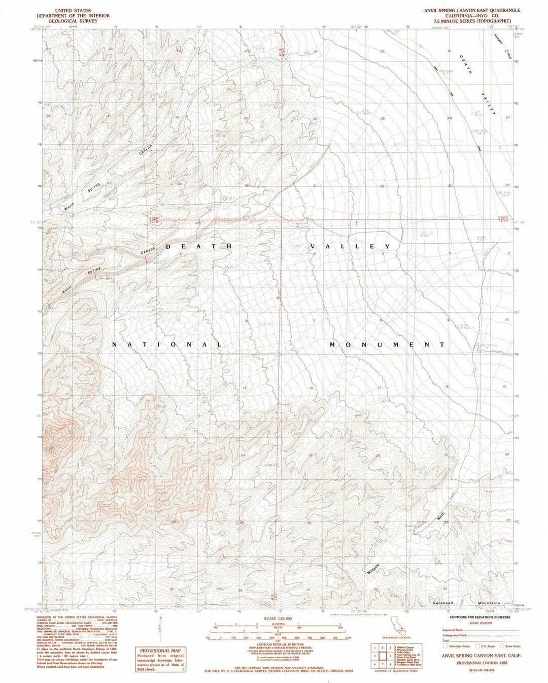 1985 Anvil Spring Canyon East, CA - California - USGS Topographic Map