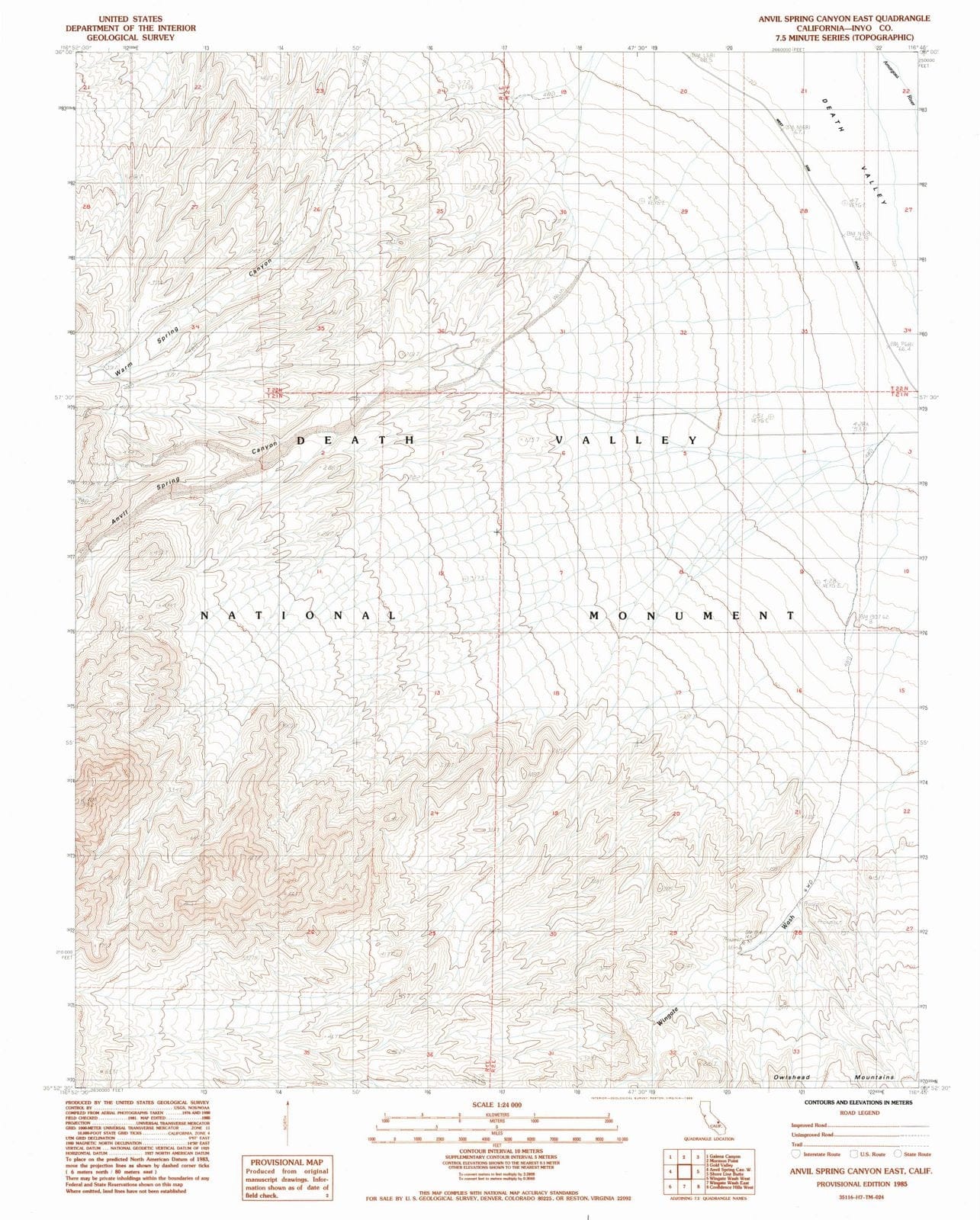 1985 Anvil Spring Canyon East, CA - California - USGS Topographic Map