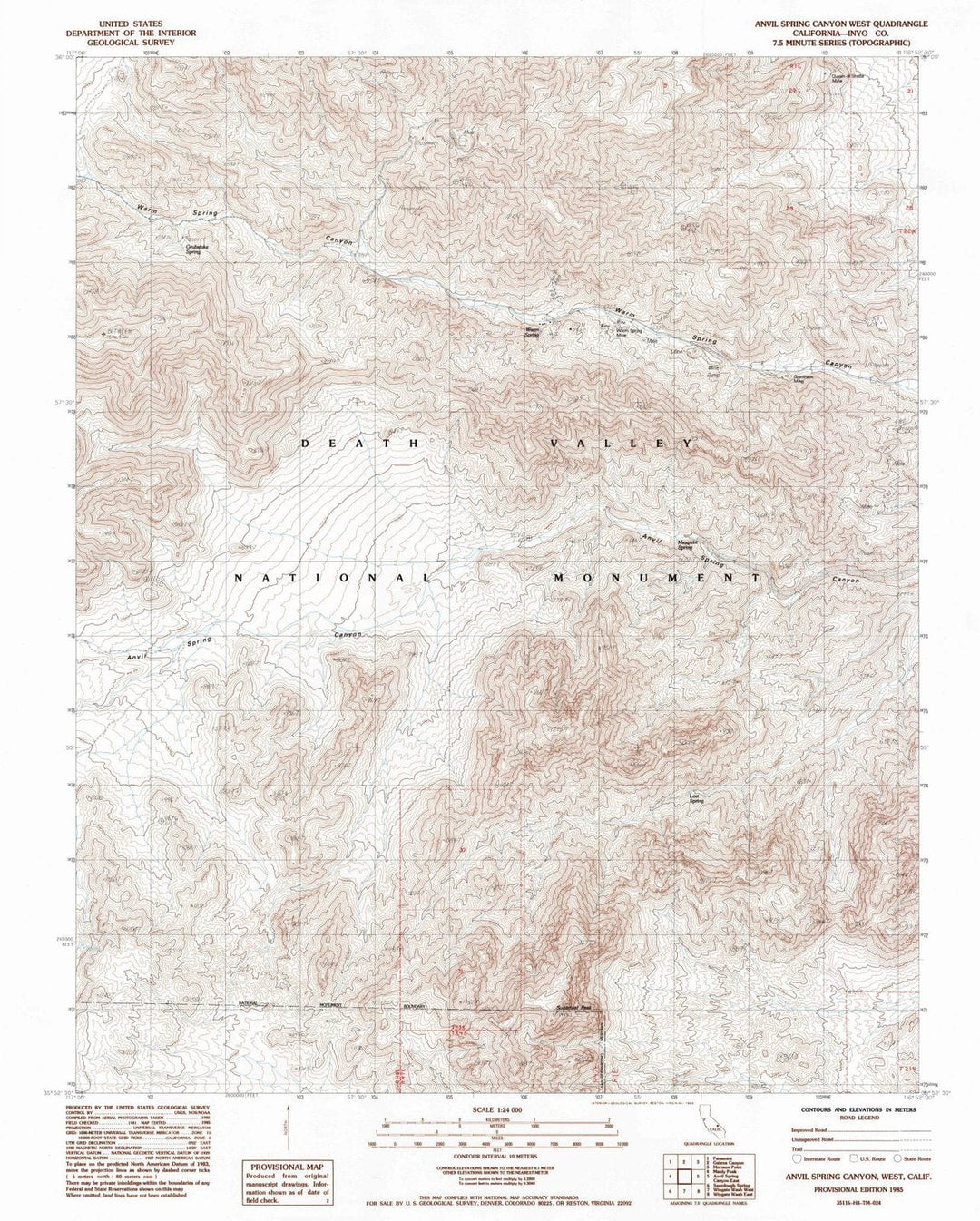 1985 Anvil Spring Canyon West, CA - California - USGS Topographic Map