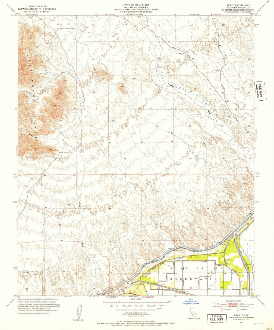 1952 Araz, CA - California - USGS Topographic Map