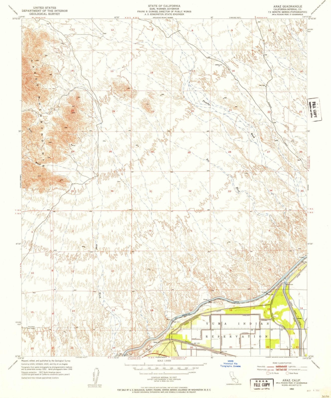 1952 Araz, CA - California - USGS Topographic Map