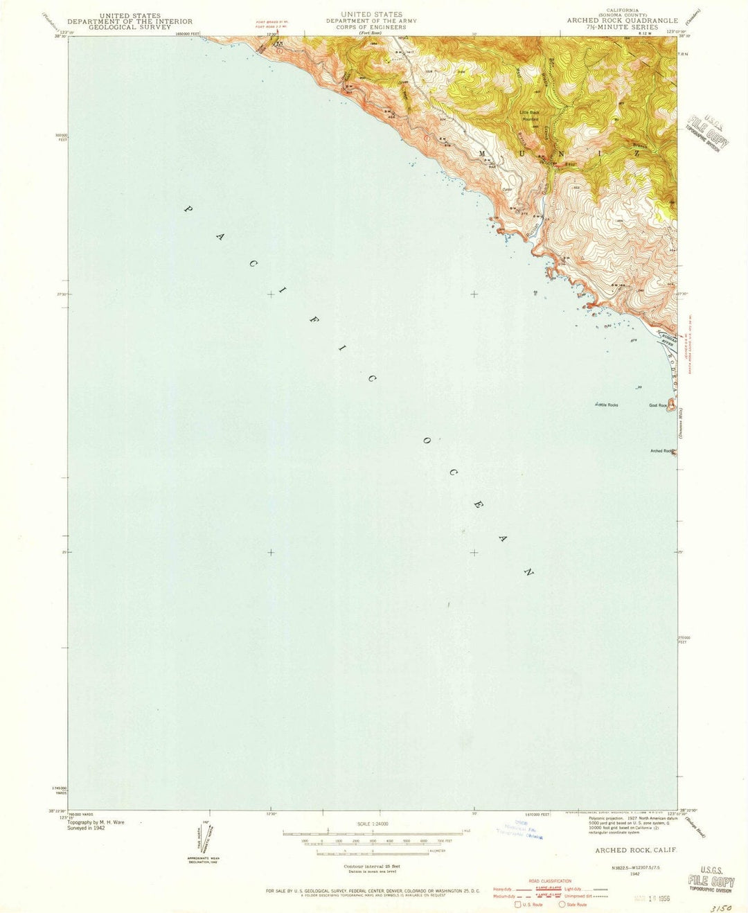 1942 Arched Rock, CA - California - USGS Topographic Map