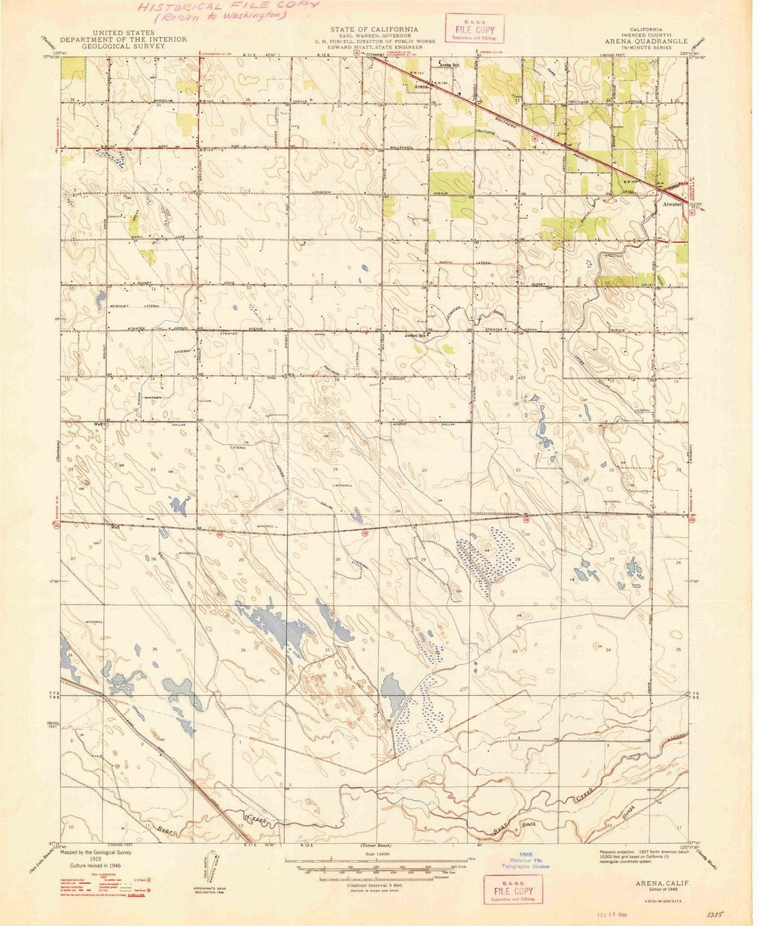 1948 Arena, CA - California - USGS Topographic Map