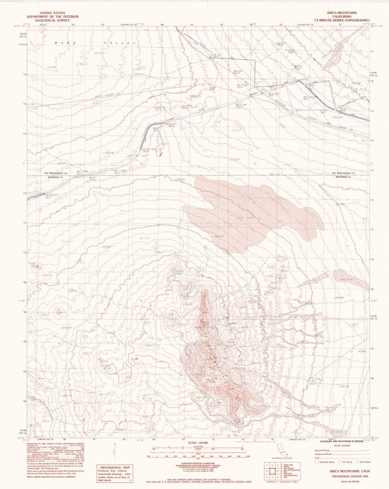 1983 Arica Mountains, CA - California - USGS Topographic Map