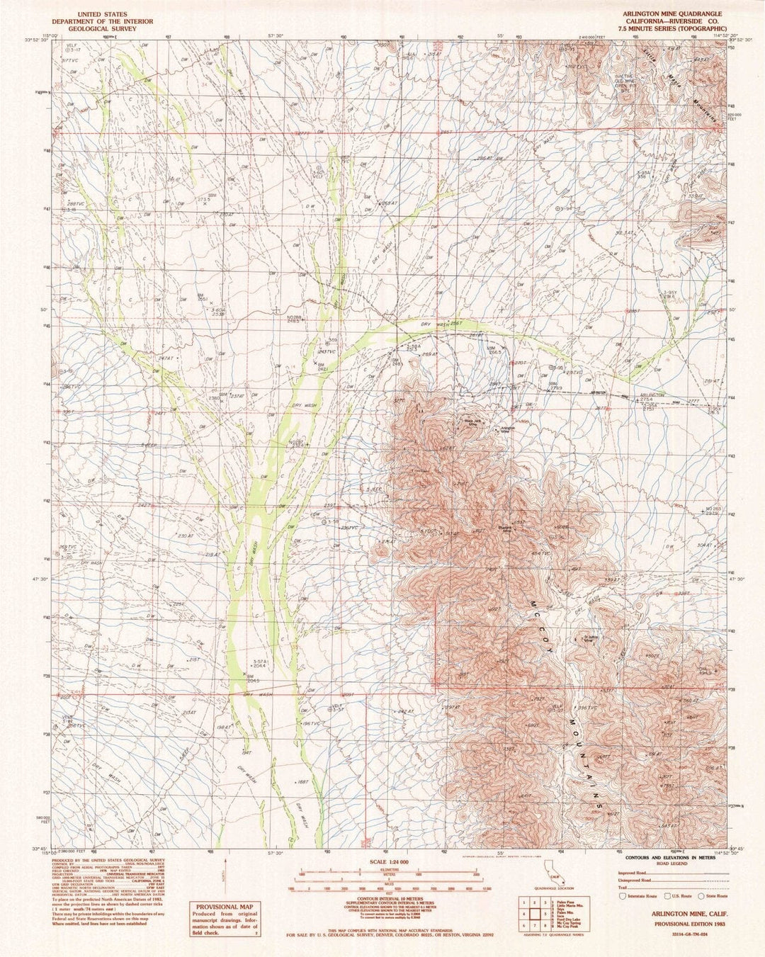 1983 Arlington Mine, CA - California - USGS Topographic Map