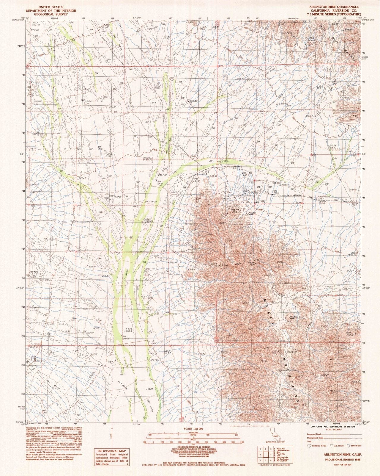 1983 Arlington Mine, CA - California - USGS Topographic Map