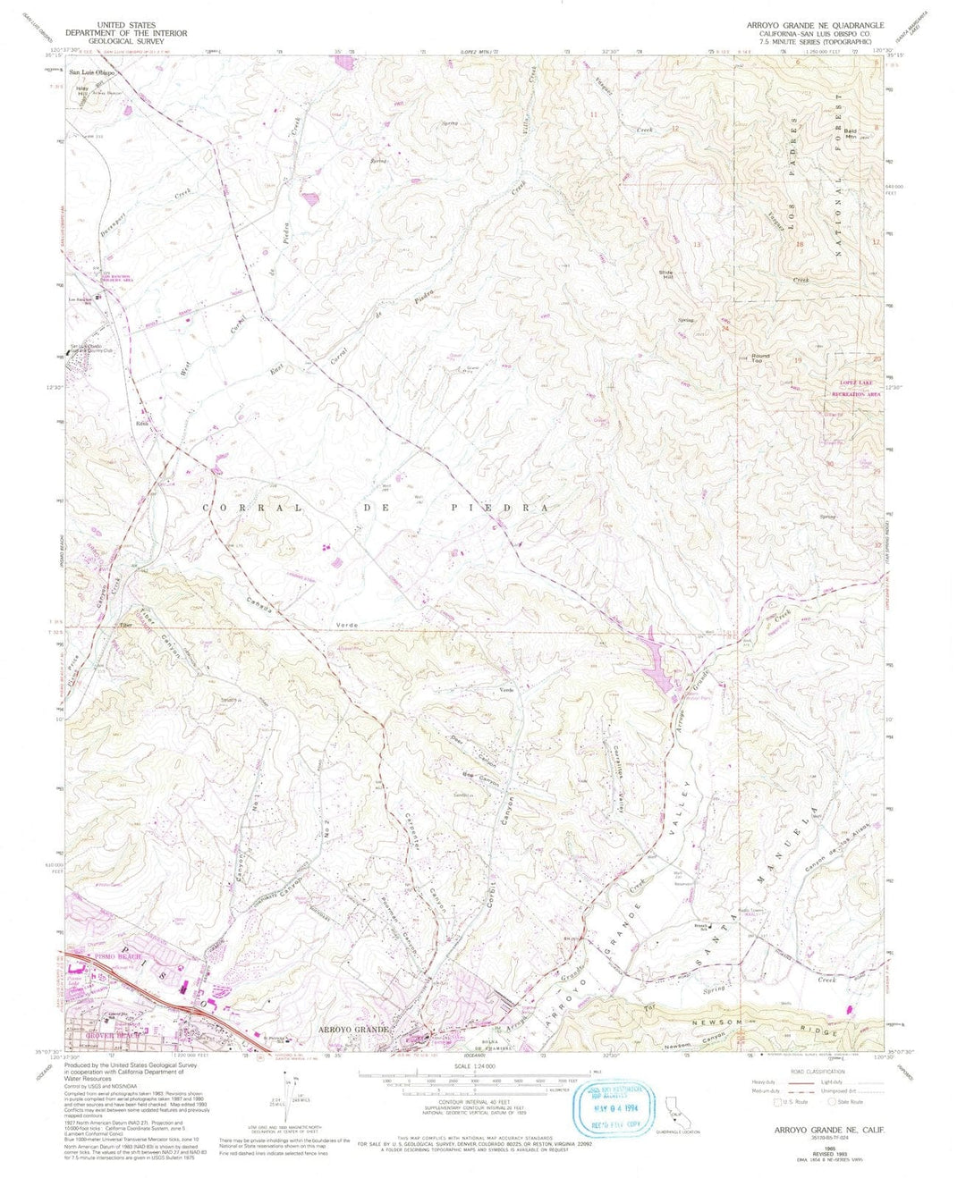 1965 Arroyo Grande, CA - California - USGS Topographic Map